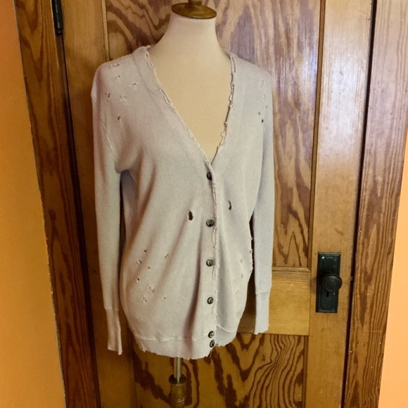 Gilded Intent Buckle distressed holey grandpa cardigan - Picture 6 of 9